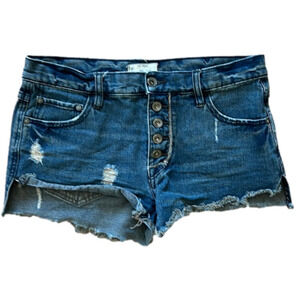 FREE PEOPLE | Blue cutoff distressed jean shorts